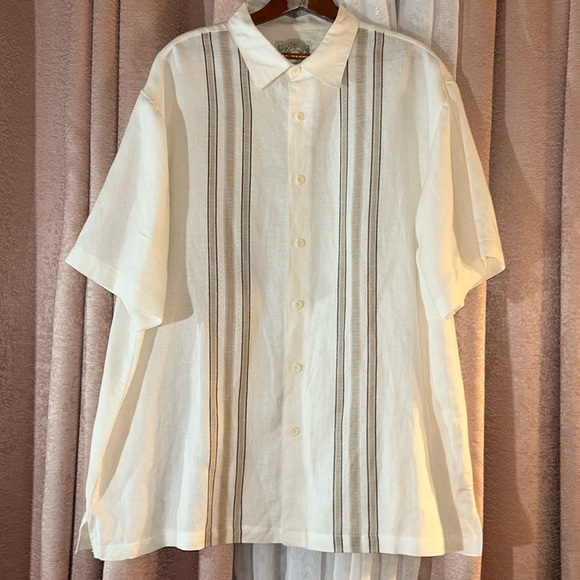 Paradise Collection Size XXL Linen Blend Short Sleeved Button Down Shirt - Picture 1 of 10